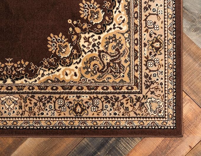 Unique Loom Reza Collection Traditional Persian Style Area Rug, 5 x 8 ft, Brown/Ivory