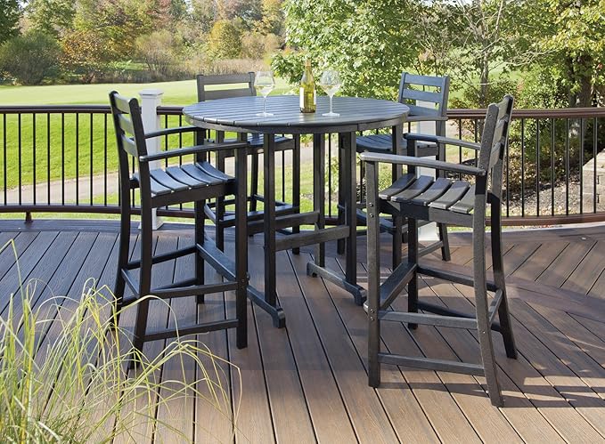 Trex Outdoor Furniture TXRBT248VL Monterey Bay Round Bar Table, 48-Inch, Vintage Lantern