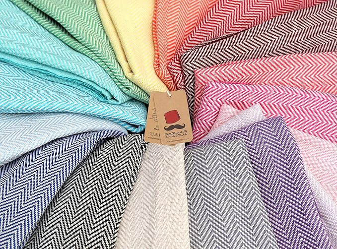 Bazaar Anatolia Turkish Beach Towel 100% Cotton Bath Towels 71x39 Quick Dry Sand Free Lightweight Large Oversized Herringbone Hot Pink Fuscia