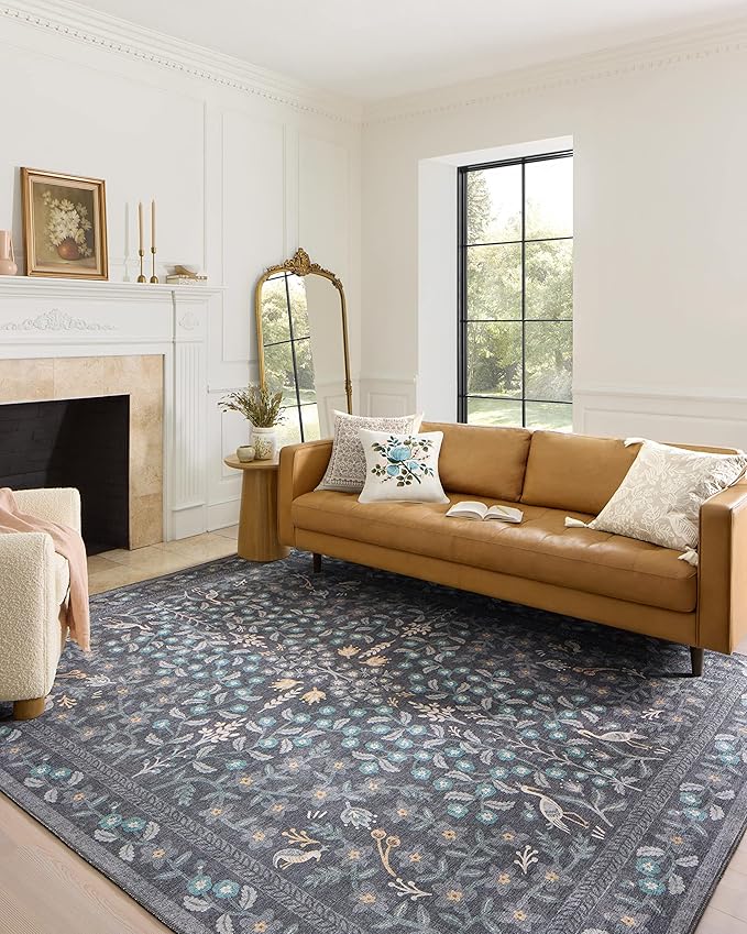 Loloi Rifle Paper Co. Maison Collection MAO-01 Nightingale Black 2'-3" x 3'-9", .19" Pile Height, Accent Rug