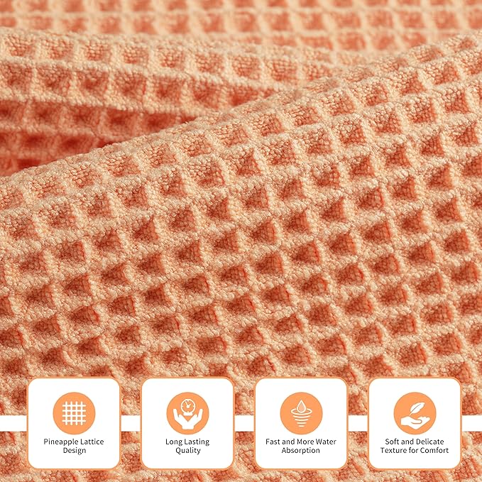 New Microfiber Waffle Bath Towels, 3 Pieces, Oversized, Soft, Absorbent, Fast Drying, Lint Free, Includes Bath, Face and Hand Towels