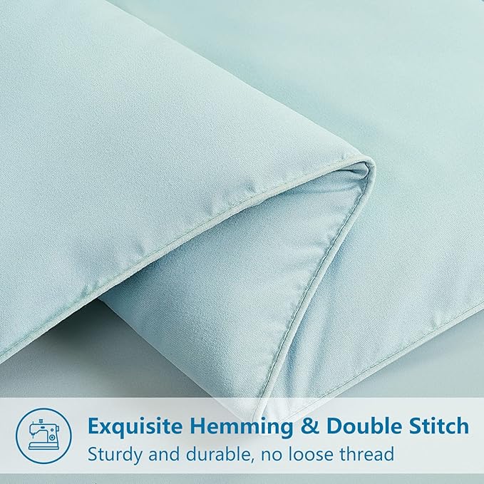 EASELAND Full Size Down Alternative Comforter - Quilted Duvet Insert for All Seasons, Soft Lightweight with Corner Tabs, Summer Winter Warm Bedding, Aqua 82×86 Inches