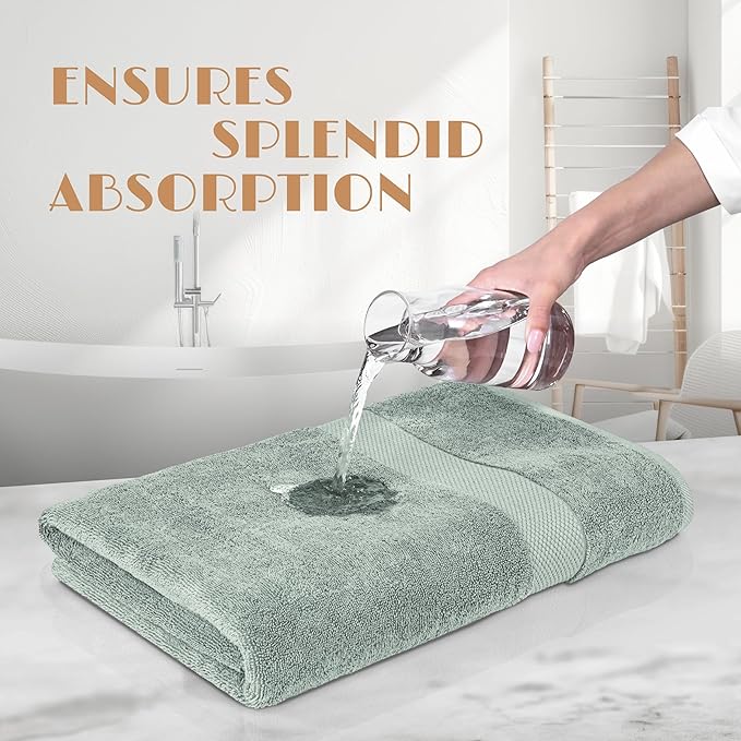 Wealuxe Green Bath Towels 24x50 Inch, Cotton Towel Set for Bathroom, Hotel, Gym, Spa, Soft Extra Absorbent Quick Dry 6 Pack