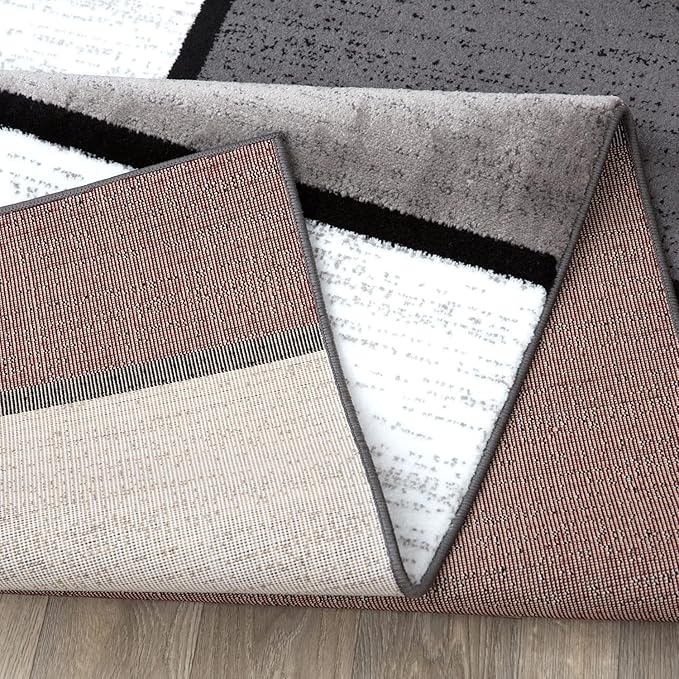 Rugshop Modern Geometric Boxes Red Area Rug, Non-Shedding Carpet for Living Room, Bedroom, or Dining Room, 5'3" x 7'3"