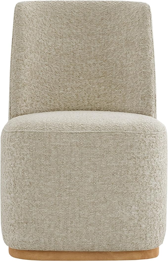 CHITA Upholstered Rolling Dining Chair on Casters Set of 4, FSC Certified Modern Fabric Dining Chair with Casters, Boucle Dining Chairs for Reading Room Waiting Room Kitchen Dining Room, Oatmeal