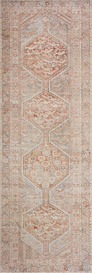 Loloi Chris Loves Julia Jules Collection JUL-04 Tangerine/Mist 3'-6'' x 5'-6'', .13" Pile Height, Accent Rug