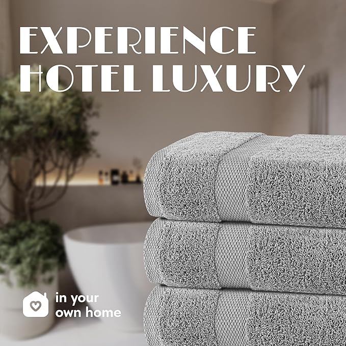 Wealuxe Light Gray Bath Towels 24x50 Inch, Cotton Towel Set for Bathroom, Hotel, Gym, Spa, Soft Extra Absorbent Quick Dry 6 Pack