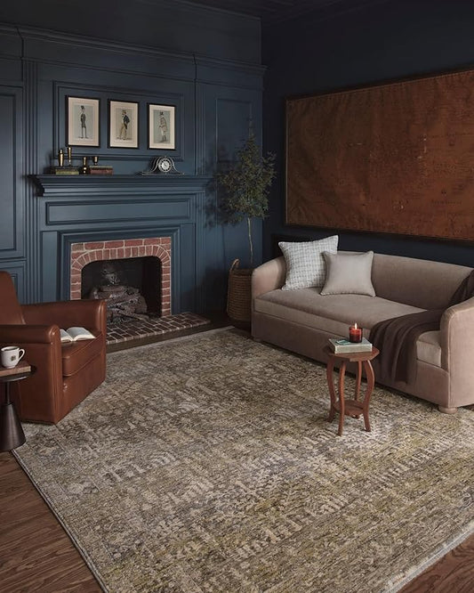 Loloi Magnolia Home by Joanna Gaines Junie Collection JUE-02 Moss/Natural 7'-10" x 7'-10", .38" Pile Height, Round Area Rug