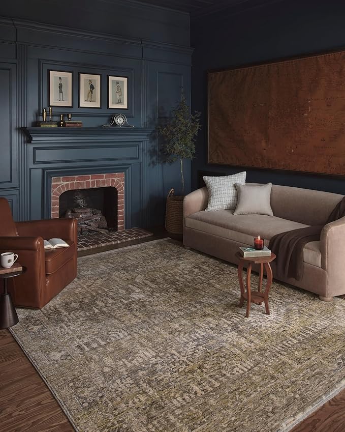 Loloi Magnolia Home by Joanna Gaines Junie Collection JUE-02 Moss/Natural 2'-7" x 8'-0", .38 Pile Height, Runner Rug