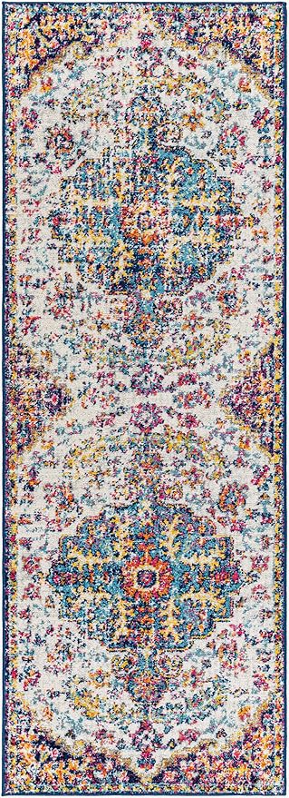 Livabliss Odelia Vintage Bohemian Runner Area Rug,2'7" x 7'3",Purple/Grey
