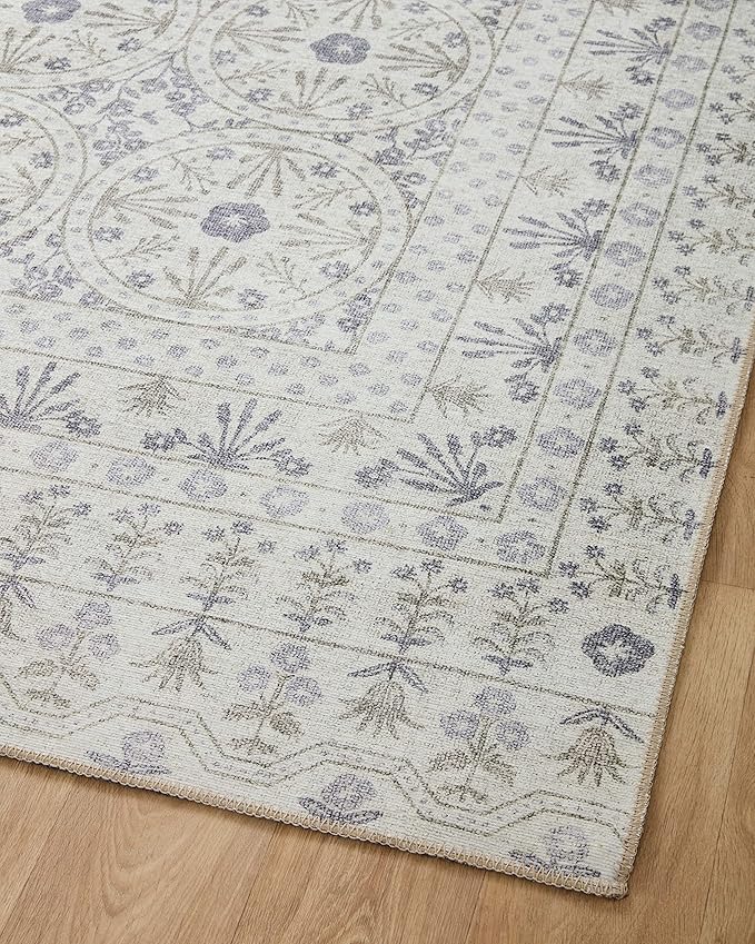 Loloi Rifle Paper Co. Maison Collection MAO-03 Rosette Ivory 3'-0" x 3'-0" Round, .19" Pile Height, Accent Rug