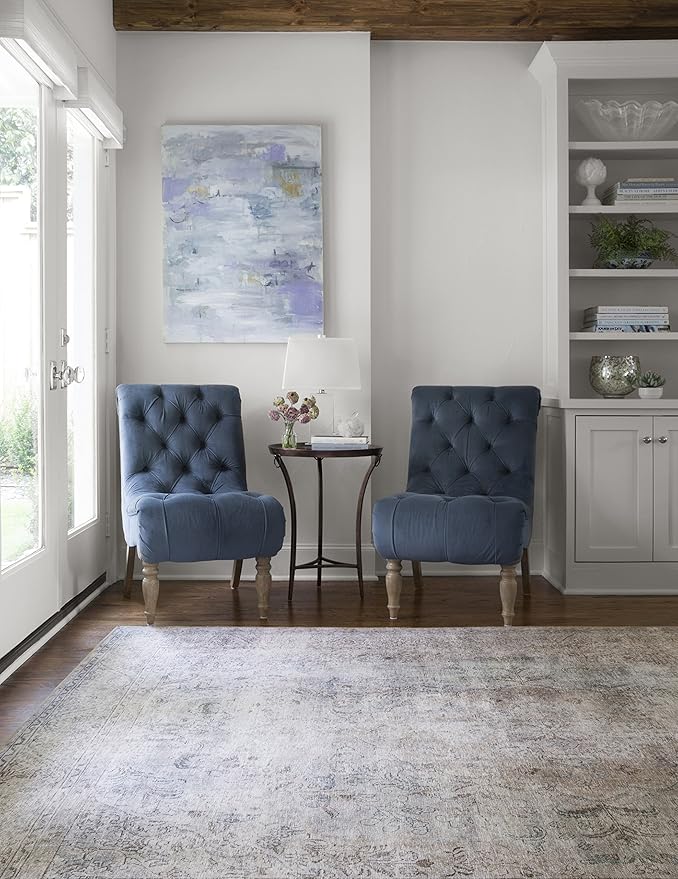 Loloi Loren Collection LQ-04 Silver/Slate 2'-6" x 7'-6" Runner Rug