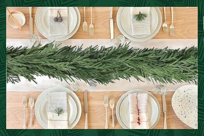 DearHouse Norfolk Pine Garland, 6 Ft Artificial Greenery Christmas Decoration for Holiday Season, Mantel Fireplace Table Runner Centerpiece (Dark Green, 6FT)