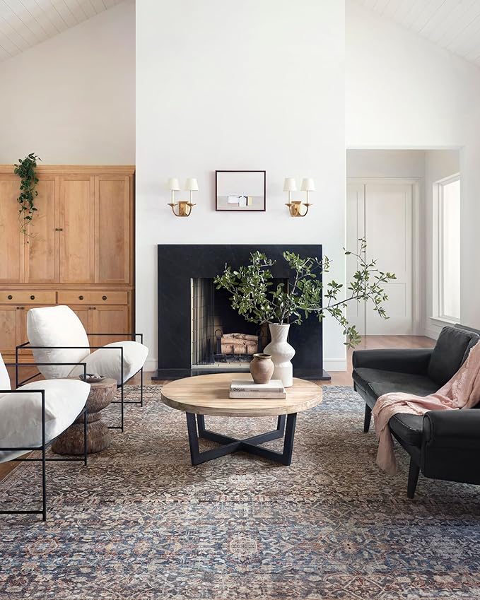 Loloi Chris Loves Julia Jules Collection JUL-06 Denim/Spice 5'-0'' x 7'-6'', .13" Pile Height, Area Rug