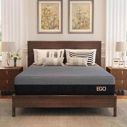 MLILY EGOHOME 10 Inch Twin XL Mattress, Copper Gel Cooling Memory Foam Mattress for Back Pain Relief,Therapeutic Single Mattress Bed in a Box, Made in USA, CertiPUR-US Certified, 38x80x10 Black