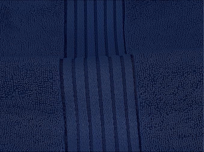 Utopia Towels 8 Piece Premium Towel Set, 2 Bath, 2 Hand, and 4 Washcloths, 100% Ring Spun Cotton, Highly Absorbent Towels for Bathroom, Sports, and Hotel, Navy