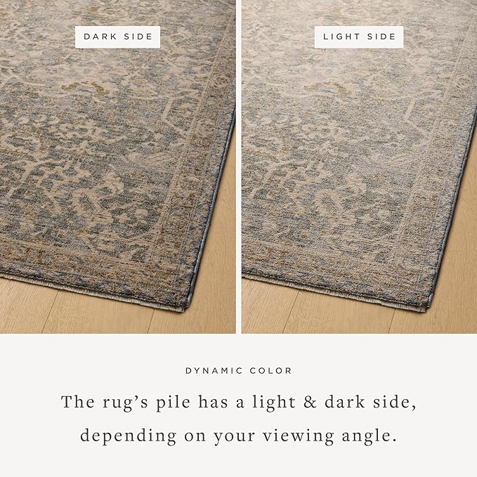 Loloi Magnolia Home by Joanna Gaines Junie Collection JUE-01 Blue/Natural 7'-10" x 7'-10", .38" Pile Height, Round Area Rug