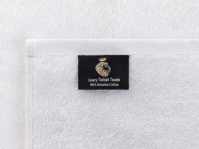 6 Piece White Towel Set, 100% Turkish Cotton Soft Hotel Towels, Quick Dry Turkish Towel Set for Bathroom, Lilac