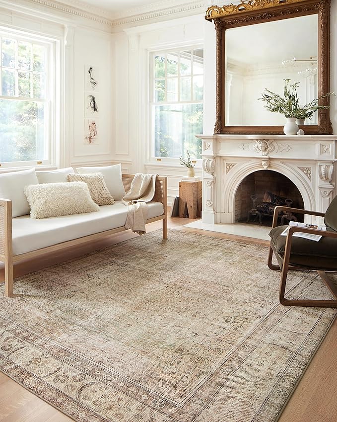 Loloi Margot Collection MAT-01 Antique/Sage 7'-6" x 9'-6" Area Rug feat. CloudPile, No-Shed Easy Clean Large Patterned Area Rug for Living Room, Bedroom, Dining Area