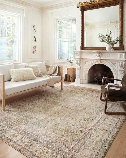 Loloi Margot Collection MAT-01 Antique/Sage 2'-6" x 7'-6" Runner Rug feat. CloudPile, No-Shed Easy Clean Large Patterned Area Rug for Living Room, Bedroom, Dining Area