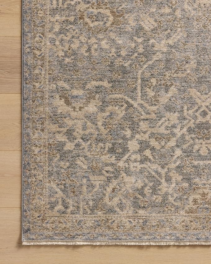 Loloi Magnolia Home by Joanna Gaines Junie Collection JUE-01 Blue/Natural 7'-10" x 7'-10", .38" Pile Height, Round Area Rug