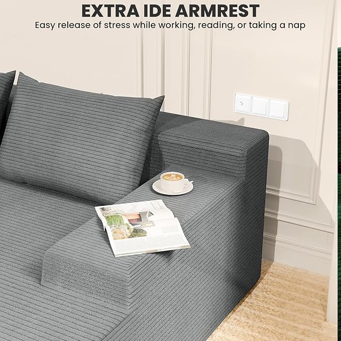 LEVELEVE 107" Cloud Sectional Couch with Deep Seat，Modern Modular Sofa with L-Shape Chaise，No Assembly Required, Upholstered Couches for Living Room Bedroom(Light Gery,Right Facing Chaise)