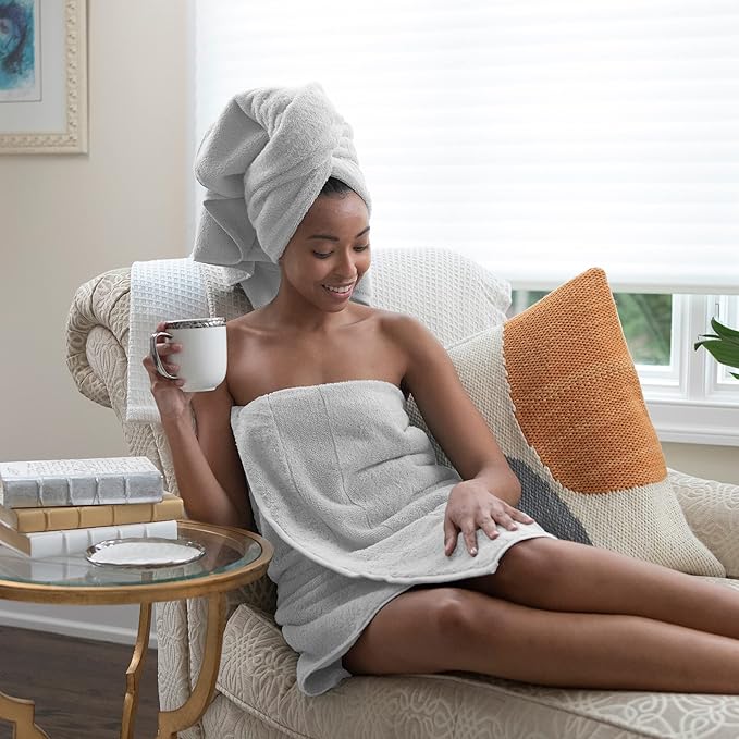 Aston & Arden Aegean Terry Wash Cloths - Set of 8 - Ringspun Turkish Cotton Thick and Soft Absorbent Luxury Hotel and Spa Bathroom Towel, 600 GSM, 13 x 13 in, Light Grey