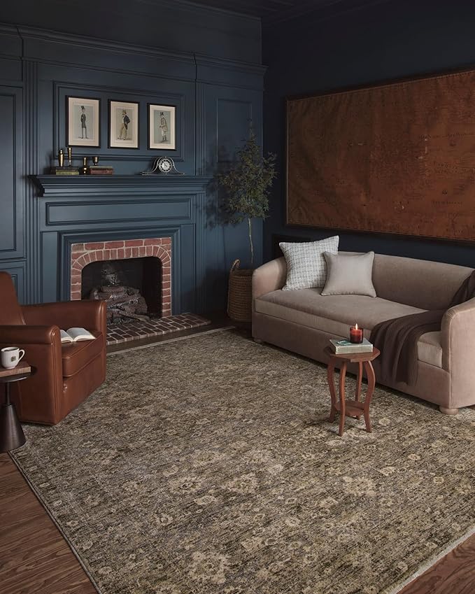 Loloi Magnolia Home by Joanna Gaines Junie Collection JUE-06 Lagoon/Natural 7'-10" x 7'-10", .38" Pile Height, Round Area Rug