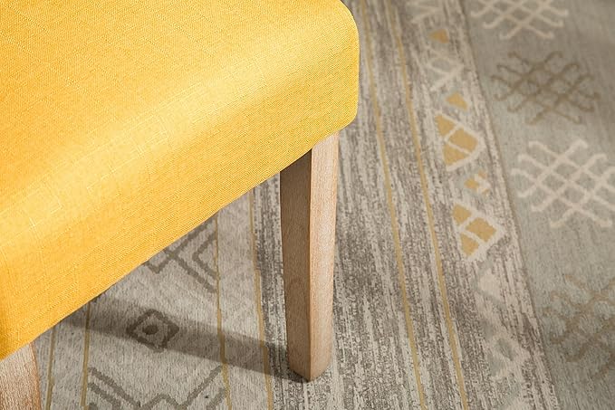 Roundhill Furniture Habit Solid Wood Tufted Parsons Yellow Dining Chair, Set of 2,