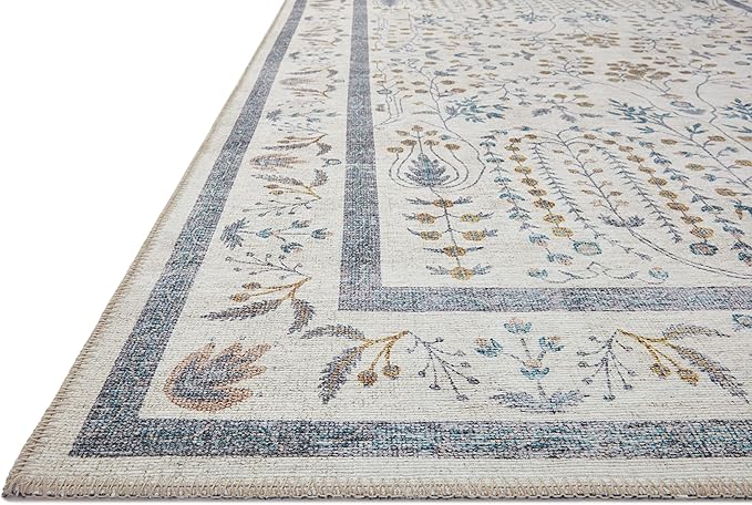 Loloi Rifle Paper Co. Maison Collection MAO-05 Wisteria Cream 5'-0" x 5'-0", .19" Pile Height, Round Area Rug