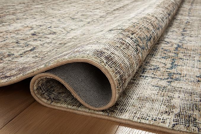 Loloi Amber Lewis Morgan Collection MOG-02 Navy/Sand 2'-0" x 5'-0" Accent Rug, Neutral Area Rug for Room Décor, Vintage Rug Inspired, Soft Area Rug for Living Room, Bedroom, Dining Area