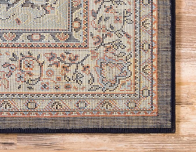 Unique Loom Reza Collection Traditional Persian Style Area Rug, Runner 3' 0" x 16' 5", Navy Blue/Ivory