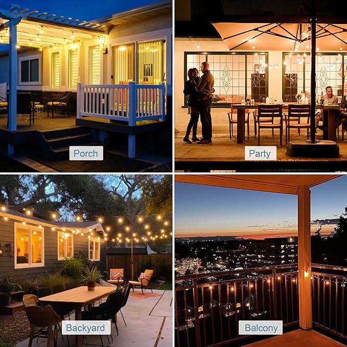 HISTAR Led String Lights Outdoor 30ft Patio Lights Waterproof with 27 G40 Shatterproof Bulbs, Connectable Globe String Lights for Outside, Backyard Balcony Bistro Party Cafe Lights