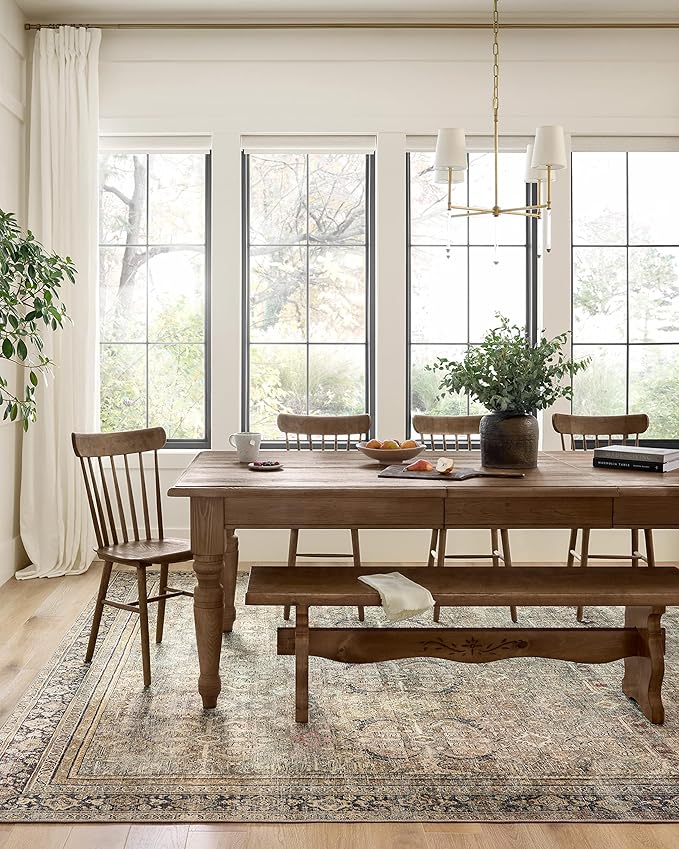 Loloi Layla Collection LAY-03 Olive/Charcoal 2'-0" x 5'-0" .13" Thick Accent Rug, Soft, Durable, Vintage Inspired, Distressed, Low Pile, Non-Shedding, Easy Clean, Printed, Living Room Rug