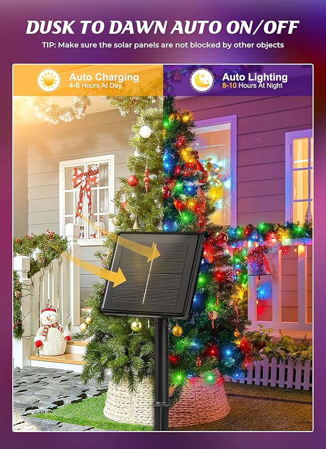 Brightown 4 Pack Solar String Lights Outdoor, Total 288Ft 800 LED Twinkle Fairy Lights Waterproof with 8 Modes Auto On/Off for Patio Tree Garden Party Home Wedding Christmas Decorations (Multicolor)