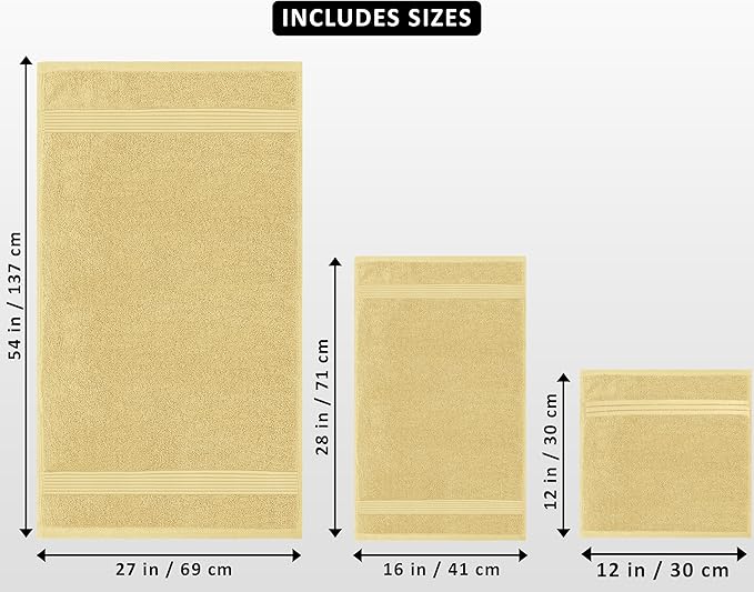 Utopia Towels 8 Piece Premium Towel Set, 2 Bath, 2 Hand, and 4 Washcloths, 100% Ring Spun Cotton, Highly Absorbent Towels for Bathroom, Sports, and Hotel, Beige