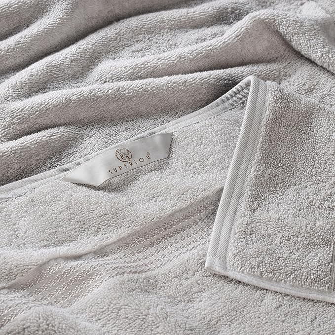 Superior Heritage Egyptian Cotton Face Towel Set, Small Towels for Kitchen, Home Bathroom, Guest Bath, Luxury Essentials, Plush, Absorbent Basics, Washcloths, Spa, Hotel, Resort, Set of 10, Silver