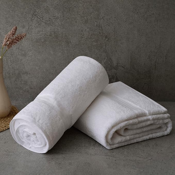 Fabdreams 100% Organic Cotton Bath Sheet Set of 2 700 GSM Oversized Towels Ultra Soft Plush Absorbent Durable Skin-Friendly Spa Hotel Premium Comfort Large 36 x 70 in White