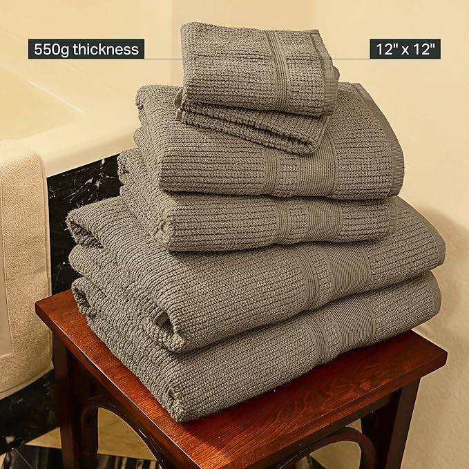 Preston Lane Douro Washcloth Set – 2 Pack Luxury Cotton Towels, Ultra Soft & Absorbent, Quick-Dry Spa-Quality Bathroom Towels, Made in Portugal, Eucalyptus