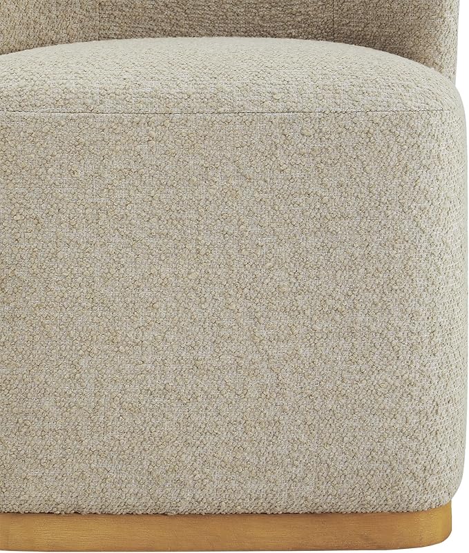 CHITA Upholstered Rolling Dining Chair on Casters Set of 2, FSC Certified Modern Fabric Dining Chair with Casters, Boucle Dining Chairs for Reading Room Waiting Room Kitchen Dining Room, Oatmeal