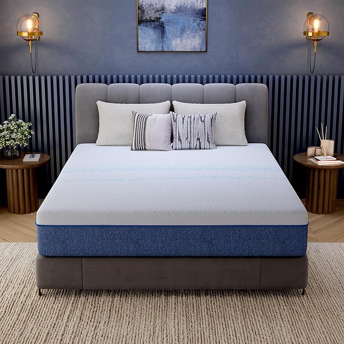 EGOHOME 12 Inch Queen Mattress, Gel Memory Foam with Charcoal, Fiberglass Free, CertiPUR-US Certified, Temperature-Regulating, Machine Washable Cover, 80" x 60" x 12", Medium
