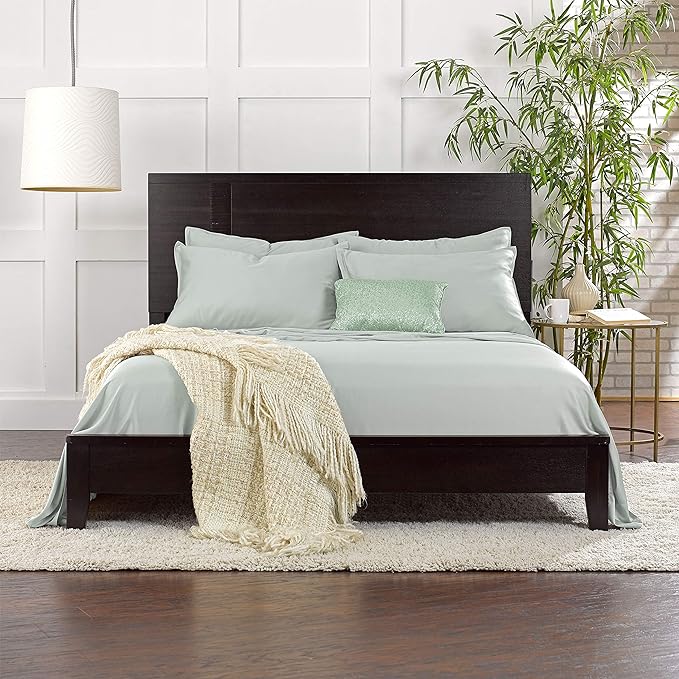 King Sheets by Pure Bamboo, Genuine 100% Organic Viscose Derived from Bamboo Bed Sheet Set, Luxuriously Soft & Cooling, Double Stitching, 2 Year Quality Promise (King, Sea Glass)