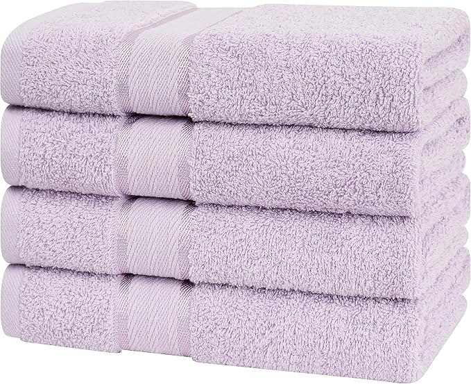 100% Cotton 4 Pack Hand Towel Set, Hand Face Towels for Bathroom, Lilac
