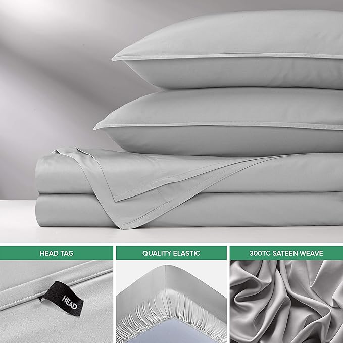 Pure Bamboo California King Sheets, Genuine 100% Organic Viscose Derived from Bamboo Bed Sheet Set, Soft & Cooling, Double Stitching, 2 Year Quality Promise (California King, Silver Pearl)