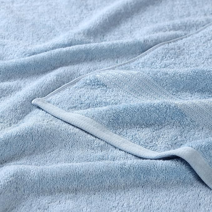 Superior Heritage Egyptian Cotton Face Towel Set, Small Towels For Kitchen, Home Bathroom, Guest Bath, Luxury Essentials, Plush, Absorbent Basics, Washcloths, Spa, Hotel, Resort, Set of 10, Light Blue