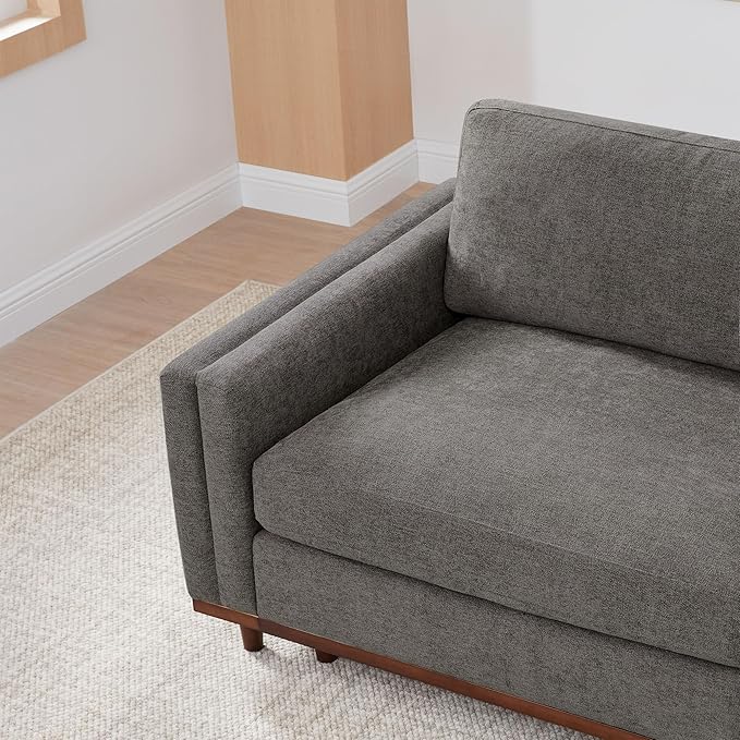 CHITA Super Large Luxury Loveseat Sectional Modular Sofa, Down Filled Modern Sofa, Deep Seat Comfty Cloud Couch, 83 inch Width, 2 Seat Couch, Solid Wood Leg, Grey