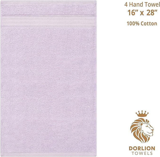100% Cotton 4 Pack Hand Towel Set, Hand Face Towels for Bathroom, Lilac