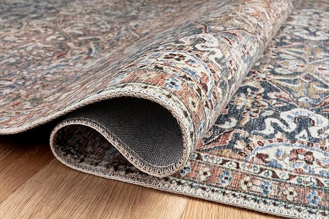Loloi Chris Loves Julia Jules Collection JUL-06 Denim/Spice 8'-6'' x 11'-6'', .13" Pile Height, Area Rug