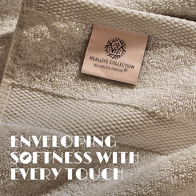 Wealuxe Taupe Bath Towels 24x50 Inch, Cotton Towel Set for Bathroom, Hotel, Gym, Spa, Soft Extra Absorbent Quick Dry 6 Pack