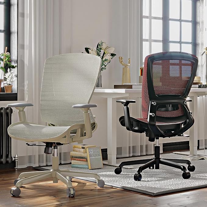 ELABEST T96 Mesh Office Chair,Ergonomic Computer Desk Chair,Sturdy Task Chair- Adjustable Lumbar Support & Armrests,Tilt Function,Comfort Wide Seat,Swivel Home Office Chair